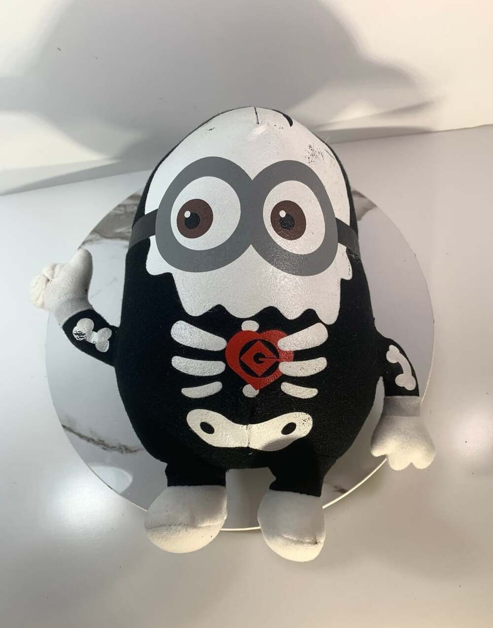 Halloween Minion black and White Skeleton plush